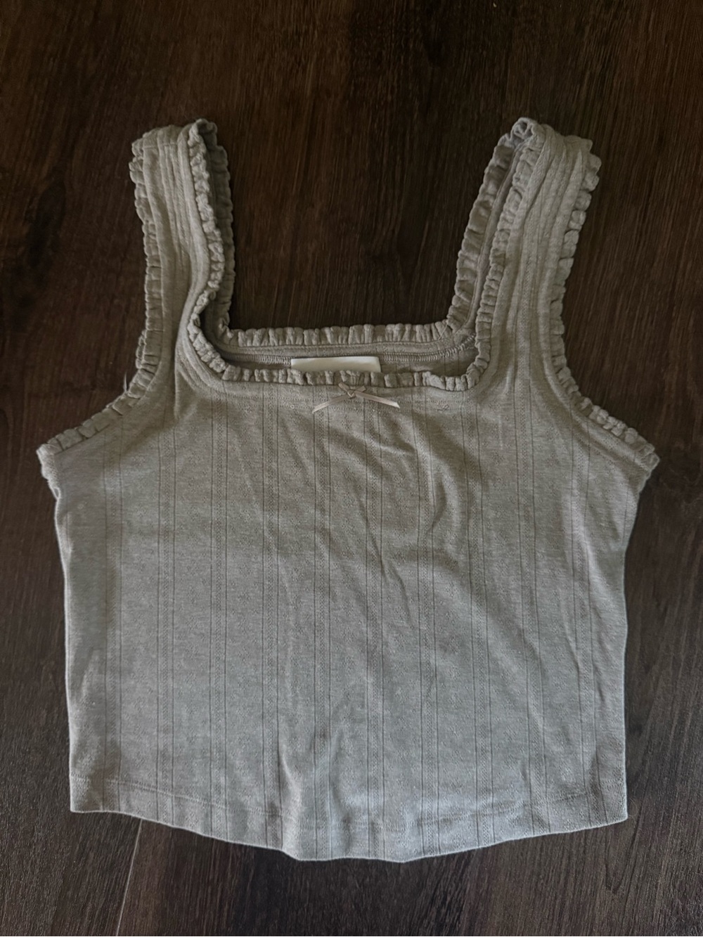 Shopbop Ribbed Square-Neck Tank Top — Light Gray - Picture 6 of 7